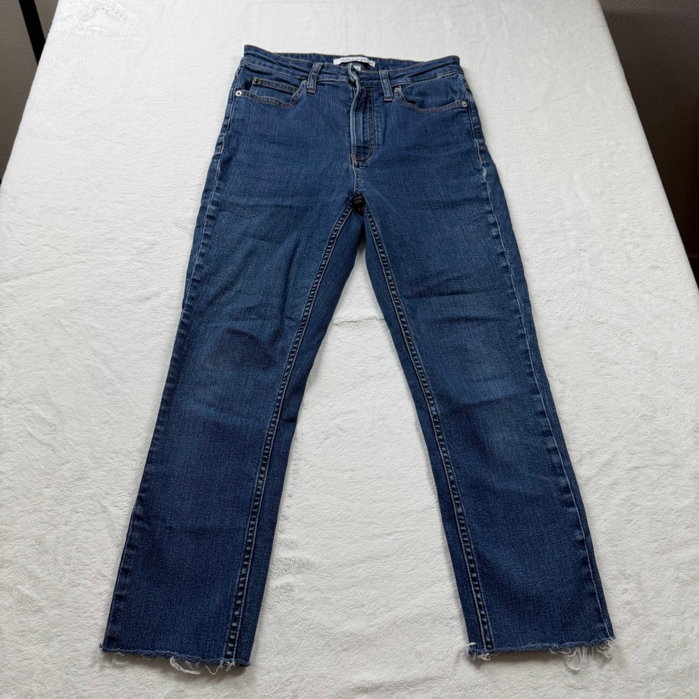 Calvin Klein Jeans High Rise Skinny Ankle Womens 27 Blue Good Raw Hem CKJ 010